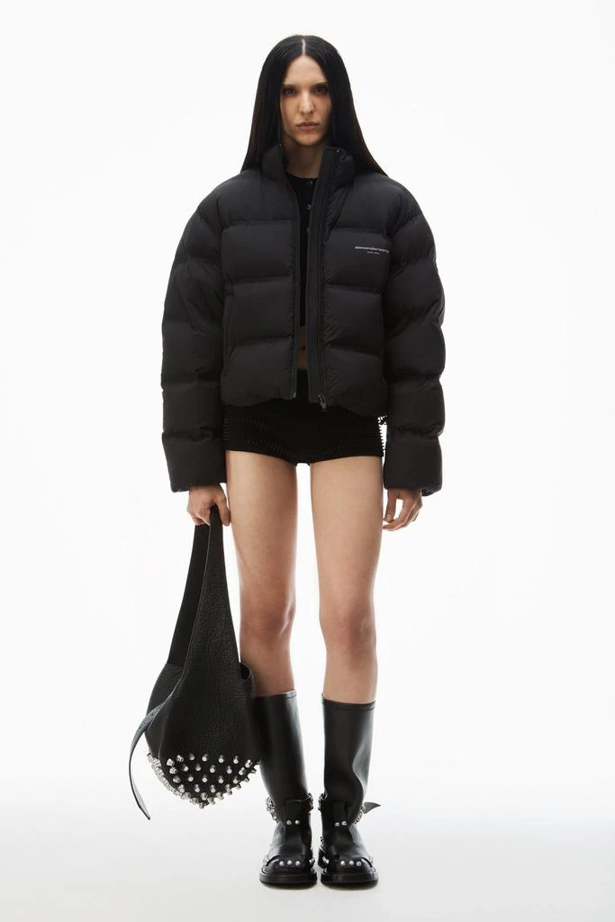 Alexander Wang Black Logo Reflective Puffer Coat