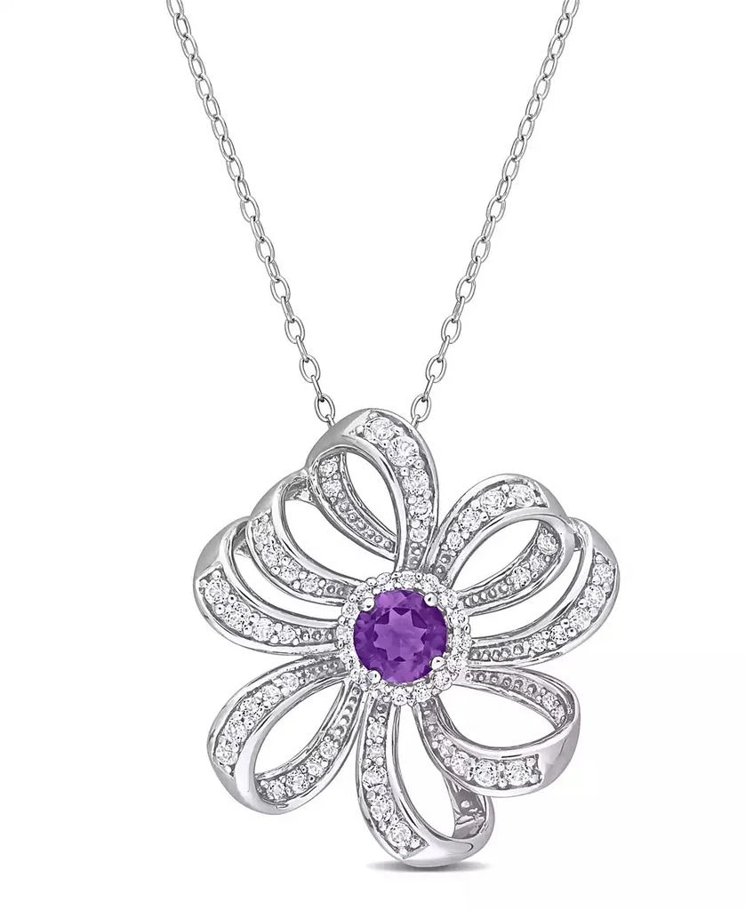 Macy's Gemstone Flower Necklace in Sterling Silver 1