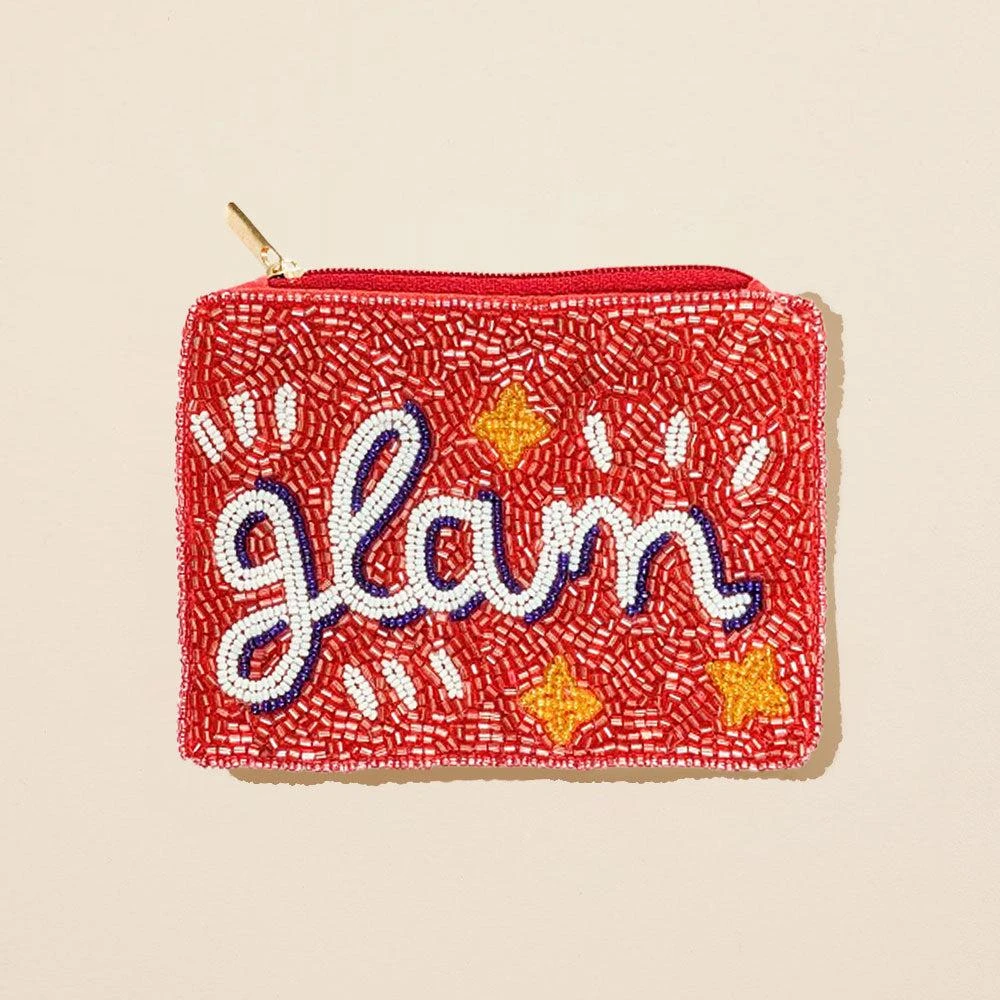 FASHNZFAB GLAM Message Star Pattern Seed Beaded Mini Pouch Bag 1