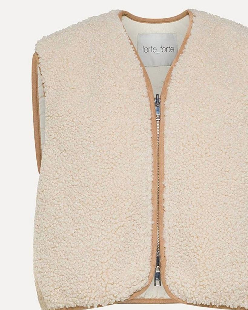 FORTE_FORTE Women's Eco-Sherling And Nylon Double Face Waistcoat In Ivory