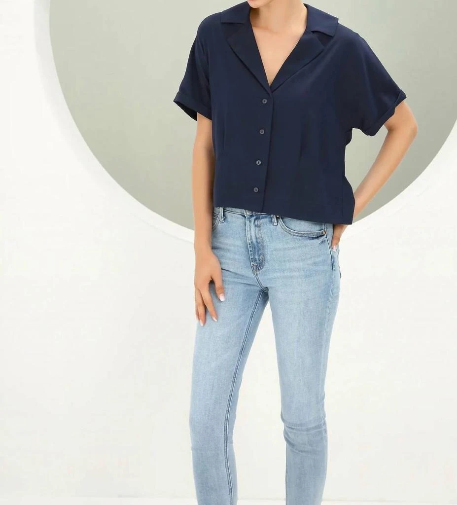 Julie Brown Short Sleeve Blouse In Aruba Blue 2
