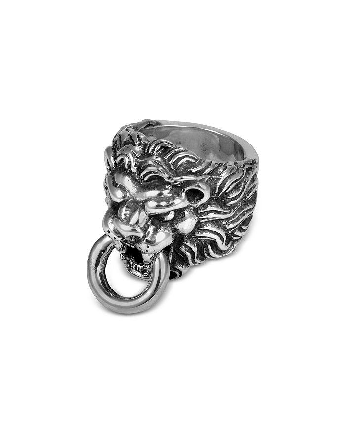 King Baby Men's Sterling Silver Lion's Head Ring