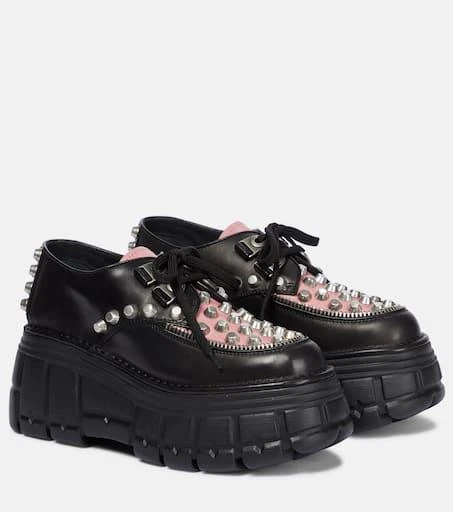 Miu Miu Embellished leather platform Derby shoes 1