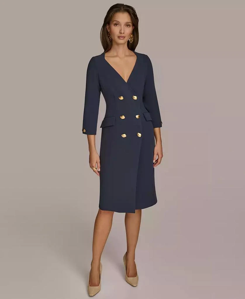 Donna Karan Women's 3/4-Sleeve Double-Breasted Midi Blazer Dress 6