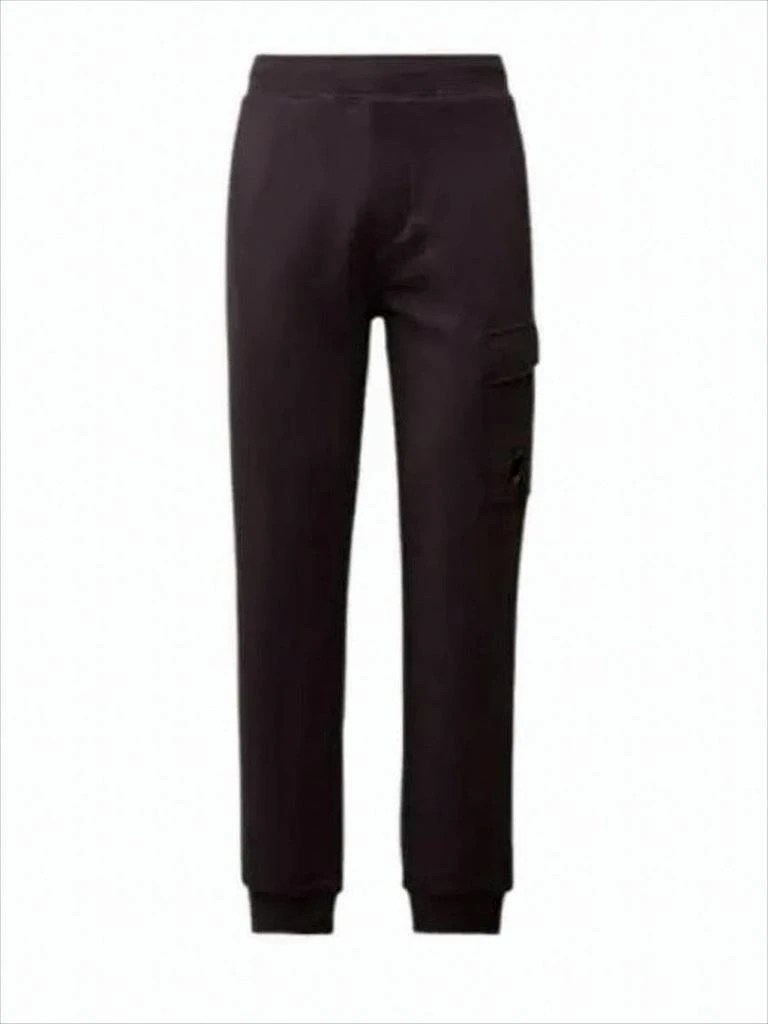 C.P. Company Tapered Black Jogger Pants With Cargo Pocket And Ribbed Cuffs