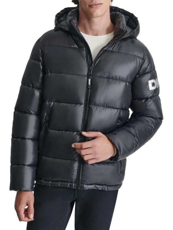 DKNY Logo Hooded Puffer Jacket 1