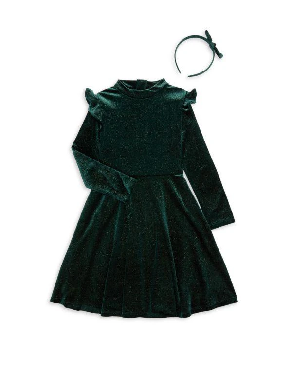 Pippa & Julie Girl's Claire 2-Piece Shimmer Dress & Headband Set 1