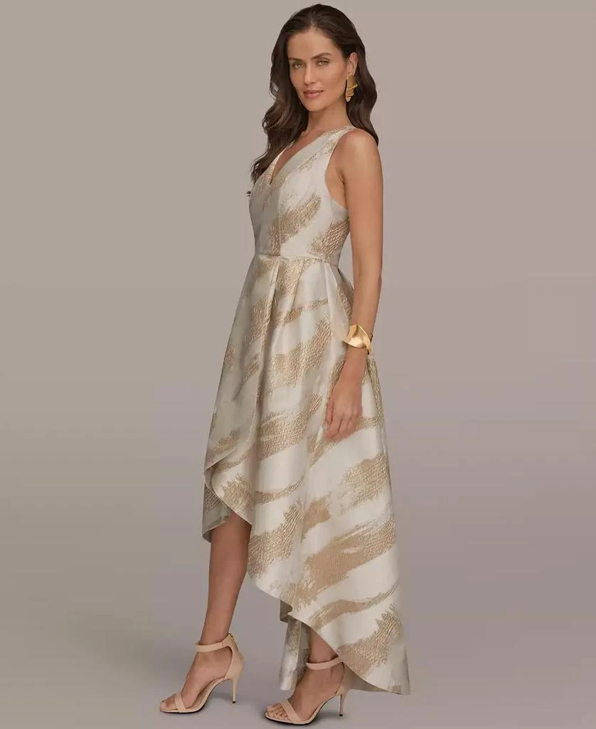 Donna Karan Women
s V-Neck High-Low Jacquard Gown 3