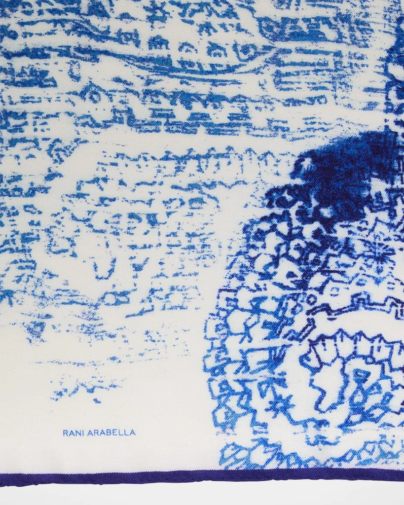 Rani Arabella Paisley Blue Cashmere & Silk Printed Scarf 4