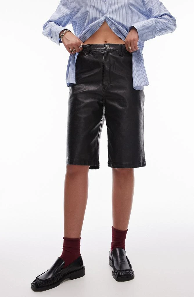 Topshop Awkward Length Faux Leather Shorts 1