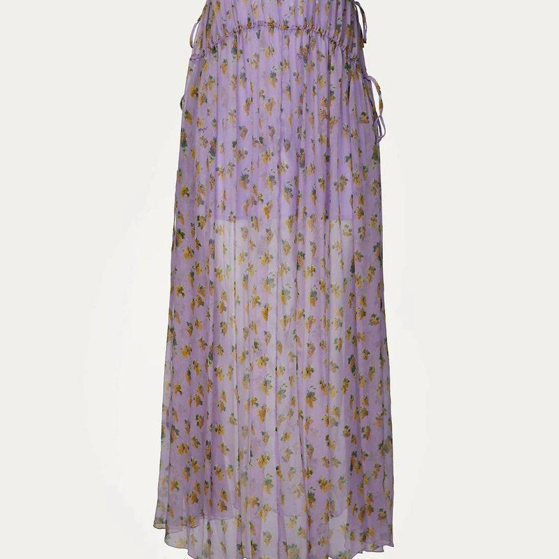 MSGM Floral Print Tiered Silk Dress In Lilac 2
