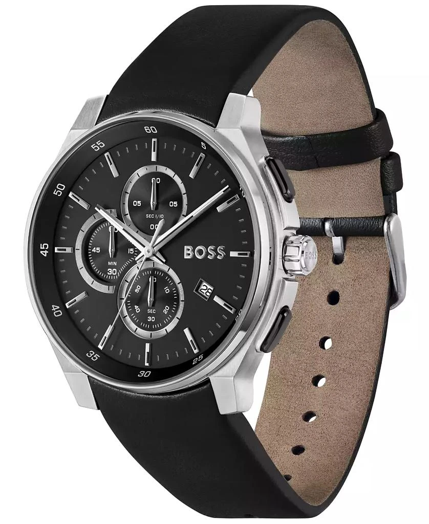 Hugo Boss Men's Peak 2.0 Quartz Chrono Black Leather Watch 45mm 2
