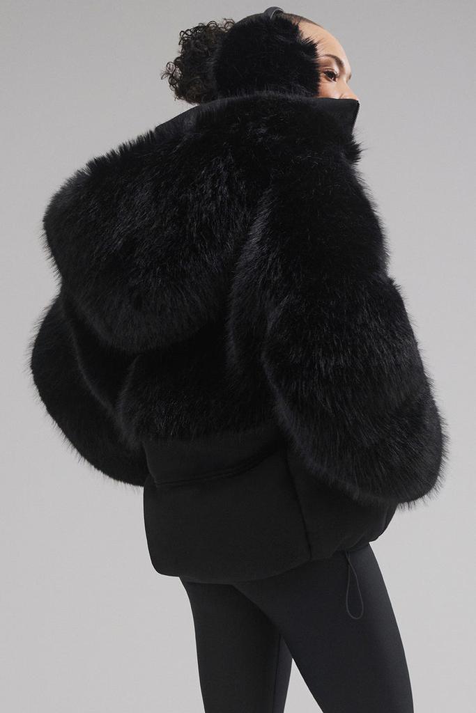 Alo La Premiere Opulent Faux Fur Stunner Jacket - Black/Black