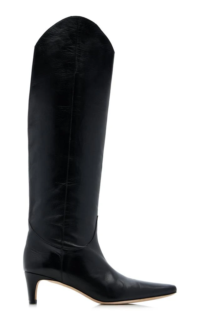 Staud STAUD - Wally Tall Leather Western Boots - Black - IT 36 - Moda Operandi 1