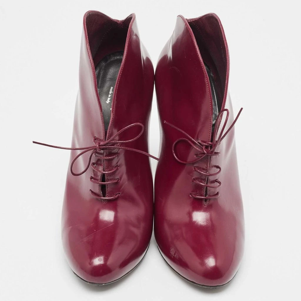 Gucci Gucci Plum Leather Kim Lace Up Ankle Booties Size 39.5 3