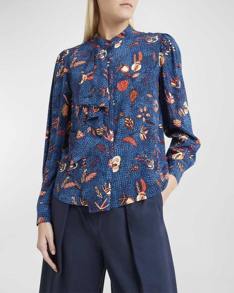 Ulla Johnson Ashlyn Draped Silk Bishop-Sleeve Blouse 7