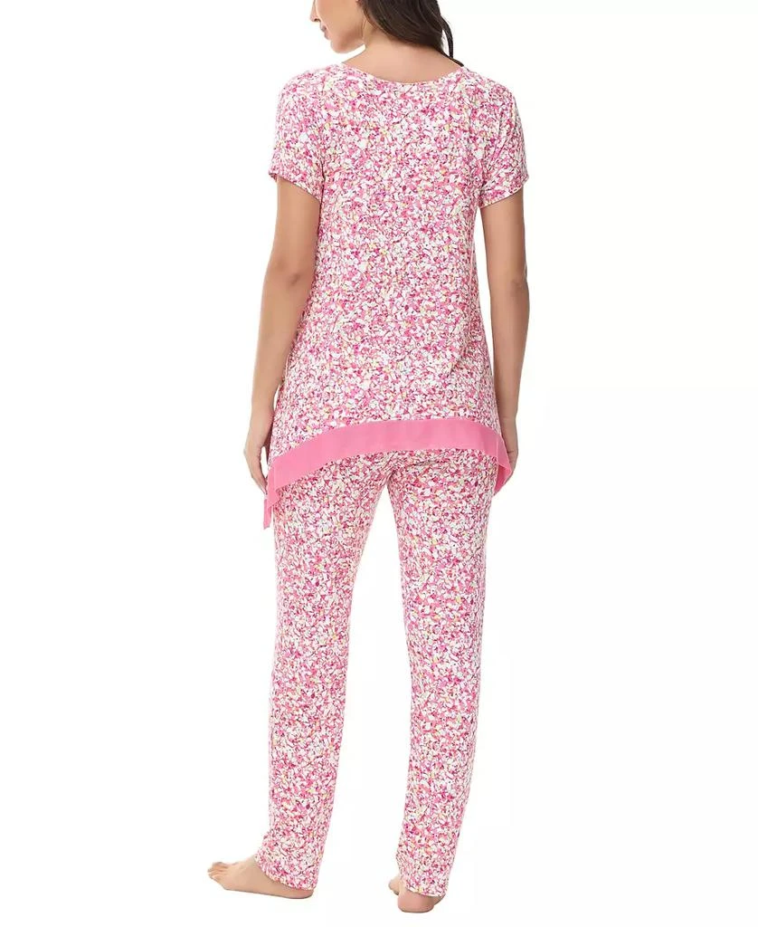 Lori Goldstein Women's Printed Short Sleeve Tunic with Pant Pajama Set 5