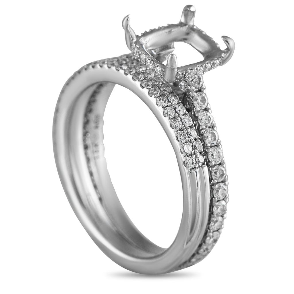 LB Exclusive 18K White Gold 1.32ct Diamond Engagement Ring Set MF08-052825
