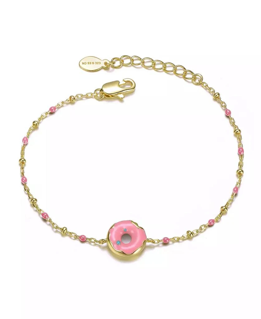GiGiGirl 14K Gold Plated with Pink Donut Charm Bracelet