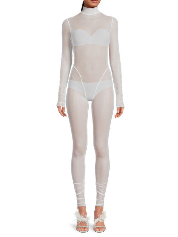 LaQuan Smith ​Sheer Mock Turtleneck Stretch Jumpsuit