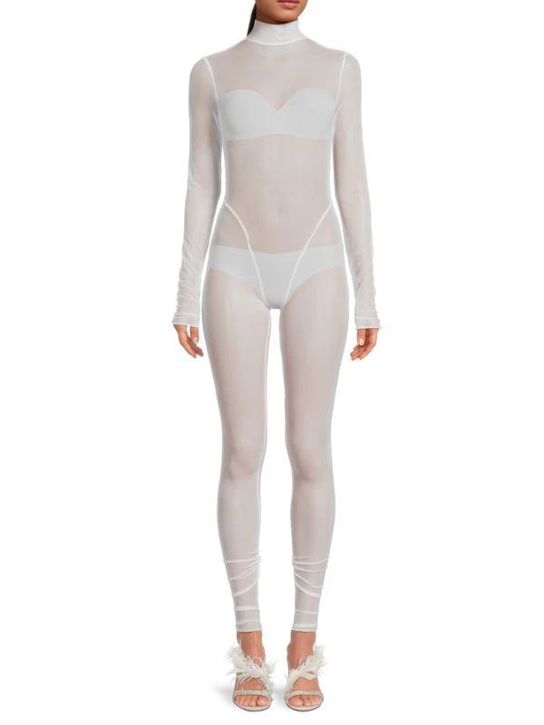 LaQuan Smith ​Sheer Mock Turtleneck Stretch Jumpsuit 1