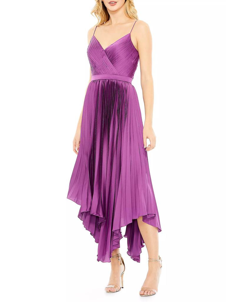 Mac Duggal Satin Pleated Cocktail Dress