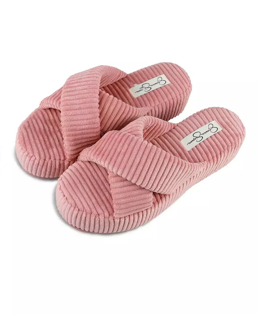 Jessica Simpson Women's Ribbed Terry Cross Band Slide Platform Slipper 10