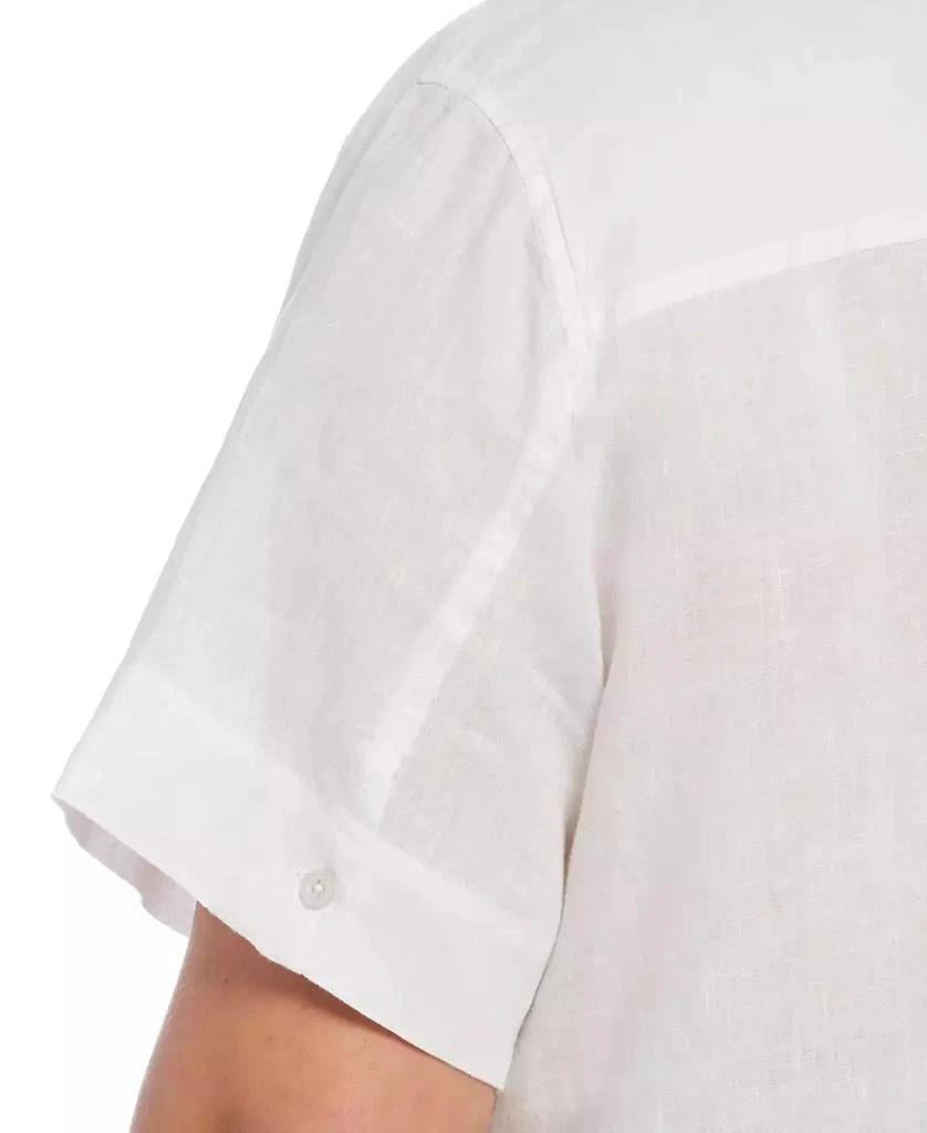Rafaella Plus Size Split Neck Short Sleeve Linen Top 3