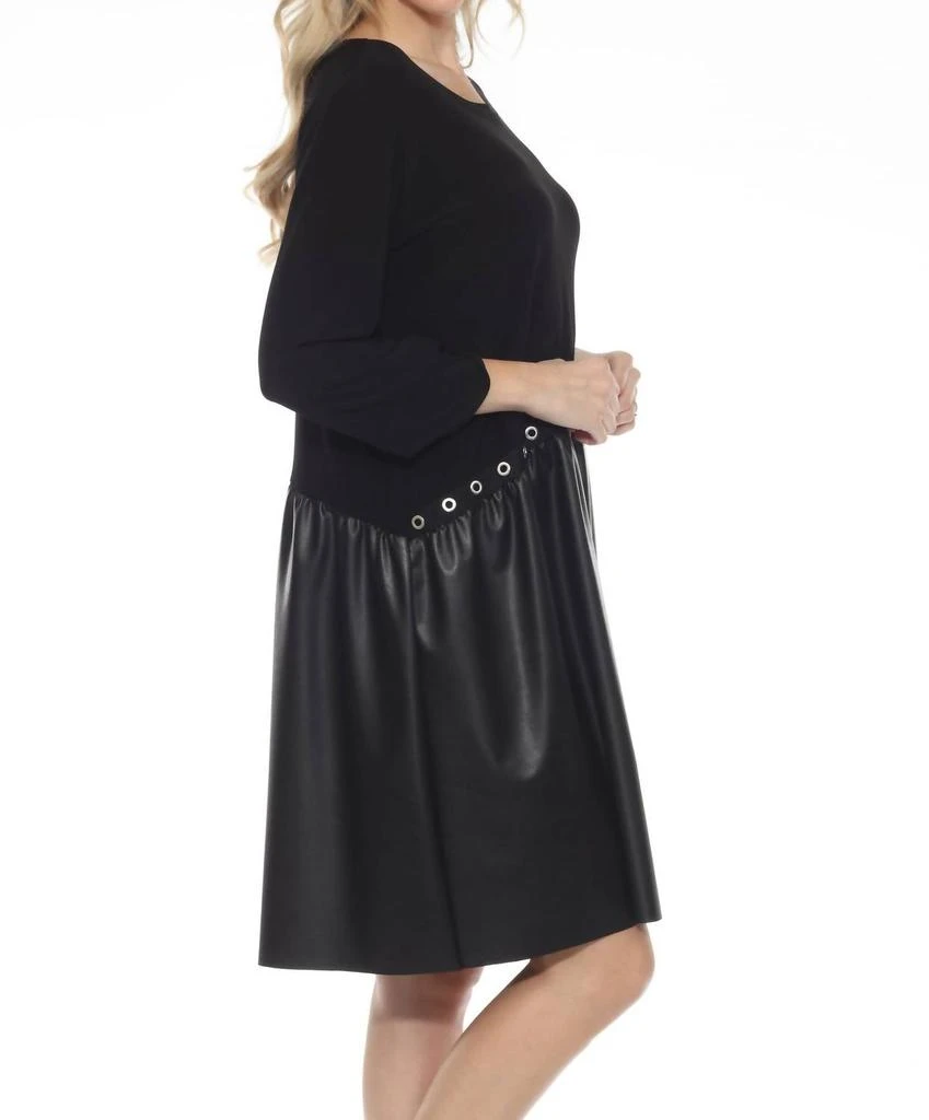 black faux leather shift dress Black Faux Leather Short Sleeve Mini Shift Dress main image 0