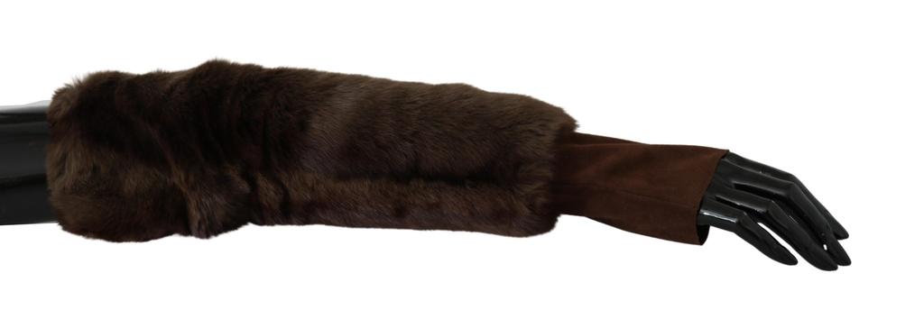 Dolce & Gabbana Elegant Fur & Leather Elbow-Length Women's Gloves
