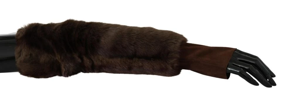 Dolce & Gabbana Elegant Fur & Leather Elbow-Length Women's Gloves 1