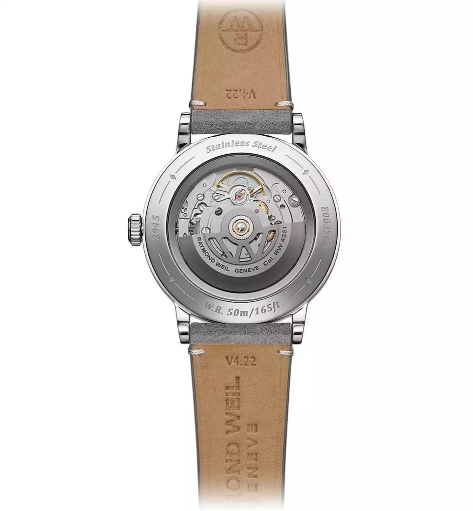 Raymond Weil Men's Swiss Automatic Millesime Moon Phase Gray Leather Strap Watch 40mm