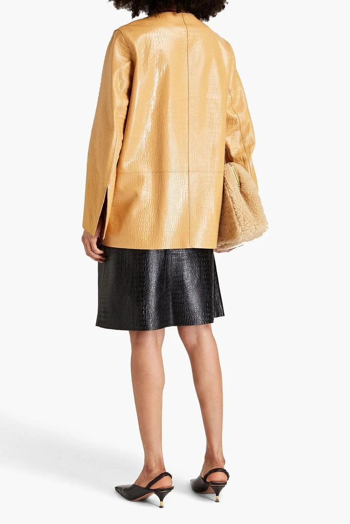Totême Double-breasted croc-effect leather blazer 3