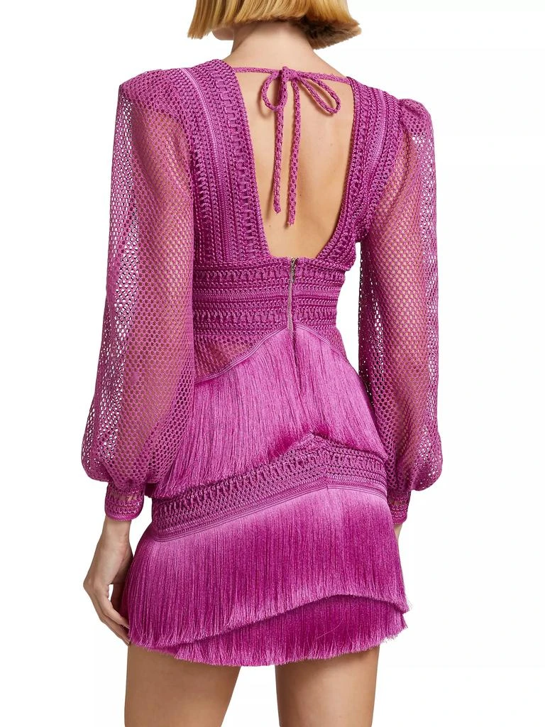 PatBO Pink Fringe Long-Sleeve Minidress 5