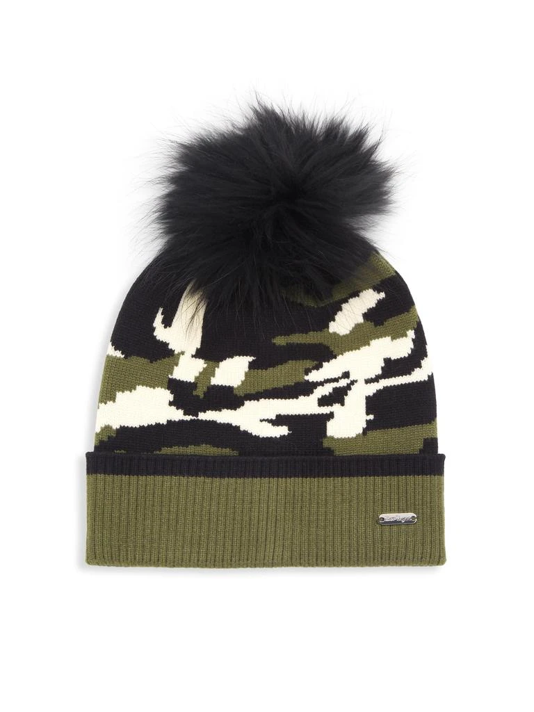 Bari Lynn ​Boy
s Fox Fur Pom-Pom Camo Beanie