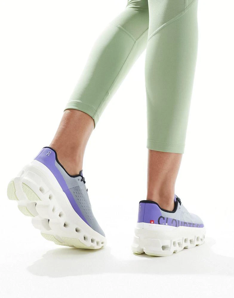 On ON Cloudmonster running trainers in white and purple 4