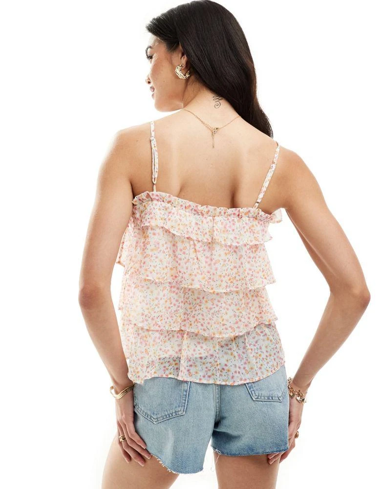 VERO MODA Vero Moda ruffle cami top in pink ditsy floral print 4