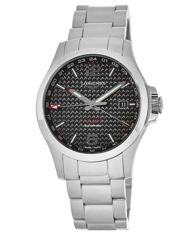 Longines Longines Conquest V.H.P. GMT Black Carbon Dial Men's Watch L3.728.4.66.6 1
