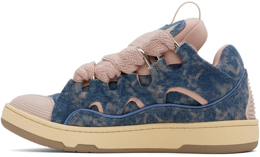 Lanvin SSENSE Exclusive Blue & Pink Curb Denim Sneakers 3