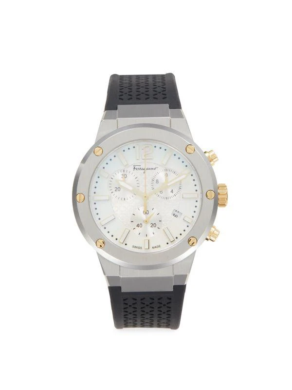 Salvatore Ferragamo F-80 Chrono Stainless Steel & Silicone Strap Watch/42MM 1