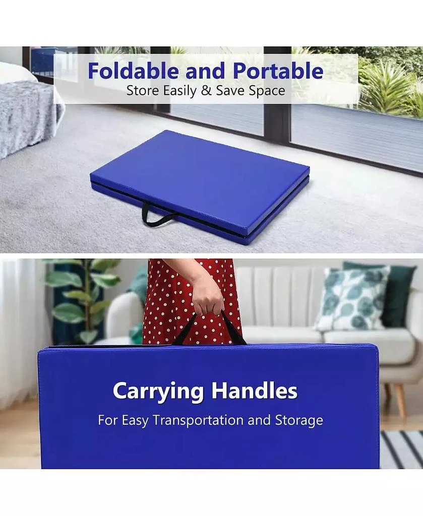 SKONYON 6 x 2 Feet Gymnastic Mat with Carrying Handles for Yoga 2