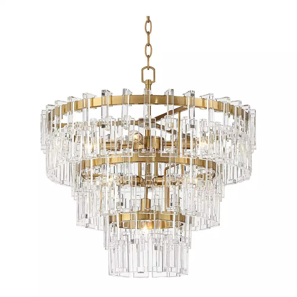Vienna Full Spectrum Luxum Burnished Brass Chandelier 23 1/2" Wide Modern Tiered Crystal 8-Light Fixture for Dining Room House Foyer Kitchen Island 2