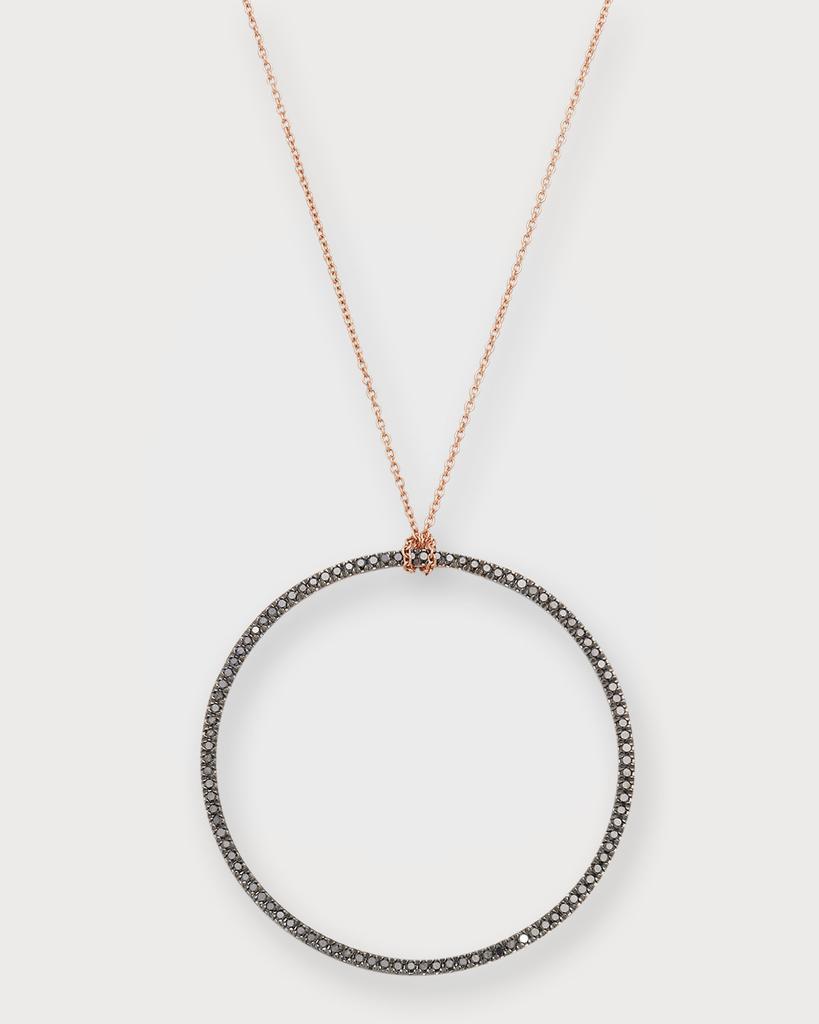 Ginette NY 18K Rose Gold Black Diamond Circle on Chain Necklace