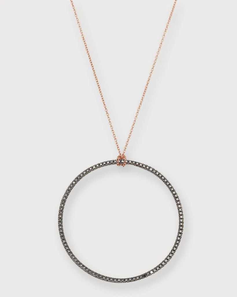 Ginette NY 18K Rose Gold Black Diamond Circle on Chain Necklace 1