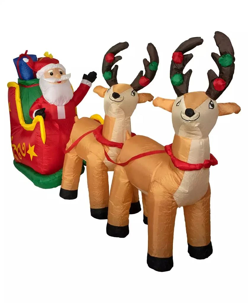 Northlight 8' Inflatable Santa's Sleigh and Reindeer Outdoor Christmas Decoration 3