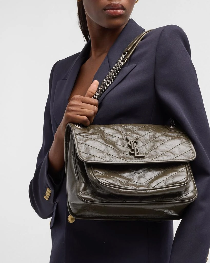 Yves Saint Laurent Niki Medium Flap YSL Shoulder Bag in Crinkled Leather 4