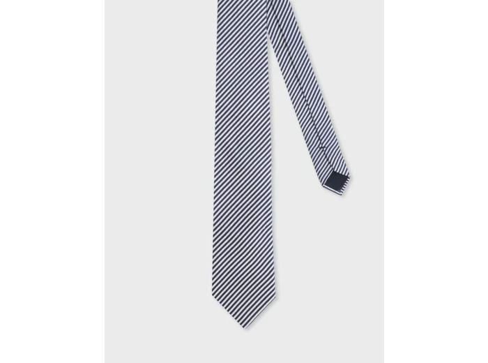 Figaret Cravate en seersucker rayée marine