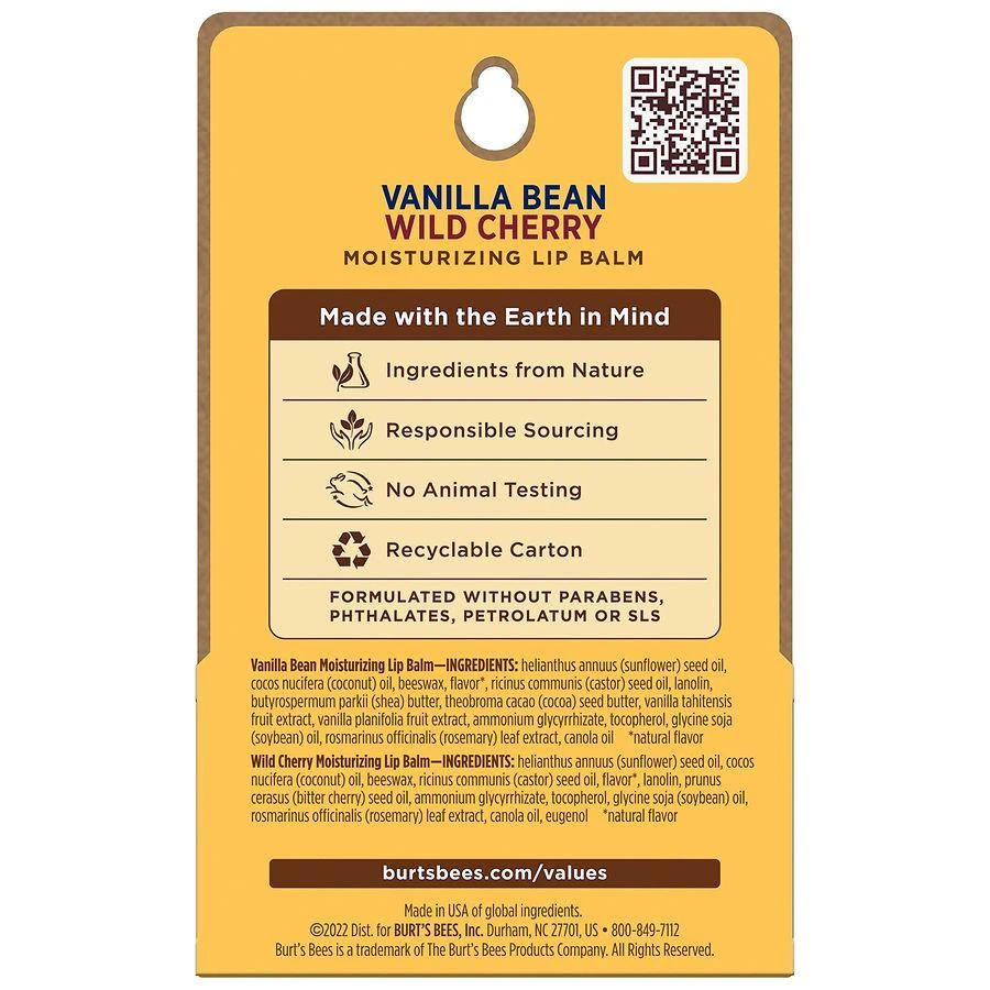 Burt's Bees Vanilla Bean & Wild Cherry Flavored Moisturizing Lip Balm Multi-Pack Wild Cherry and Vanilla Bean 8