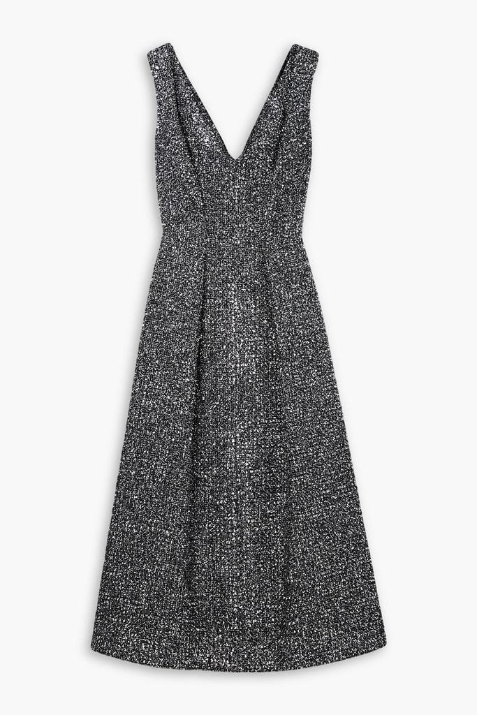 Emilia Wickstead Odelia pleated lamé tweed midi dress