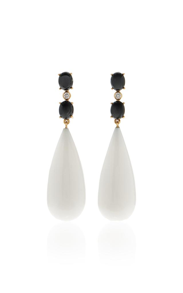 VALÉRE VALÉRE - Alexa 24k Gold-Plated Onyx; Stone Earrings - White - OS - Moda Operandi - Gifts For Her